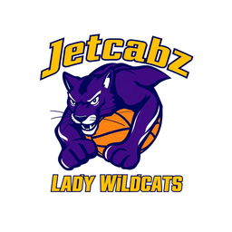 A vibrant and impactful logo design for a basketball team called 'Jetcabz Lady Wildcats'