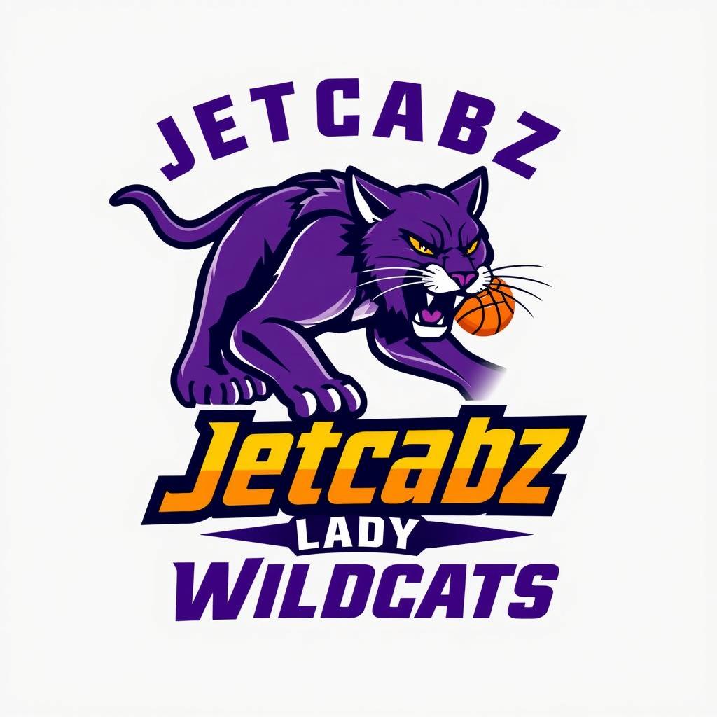 A vibrant and aggressive logo design for the basketball team 'Jetcabz Lady Wildcats'