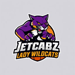 A bold and dynamic logo design for a basketball team named 'Jetcabz Lady Wildcats'