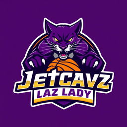 A bold and dynamic logo design for a basketball team named 'Jetcabz Lady Wildcats'