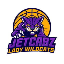 A bold and dynamic logo design for a basketball team named 'Jetcabz Lady Wildcats'