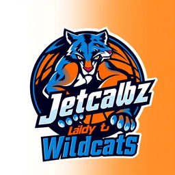 A striking and energetic logo design for a basketball team called 'Jetcabz Lady Wildcats'
