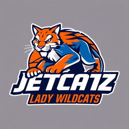A striking and energetic logo design for a basketball team called 'Jetcabz Lady Wildcats'