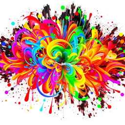 A vibrant and abstract representation of colourful noise, featuring an explosion of various hues blending together harmoniously