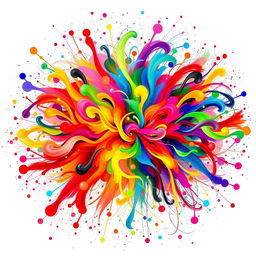 A vibrant and abstract representation of colourful noise, featuring an explosion of various hues blending together harmoniously