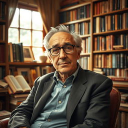 A portrait of Roland Barthes, the French literary theorist, depicted in a thoughtful and contemplative pose