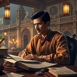An artistic interpretation of José Rizal's most notable works including "Noli Me Tangere" and "El Filibusterismo"