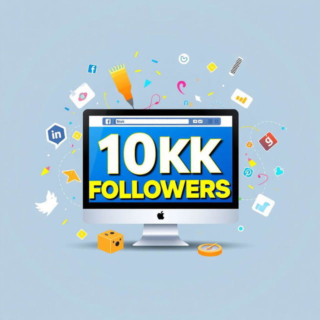 A vibrant and eye-catching graphic showcasing a Facebook page with 10,000 followers