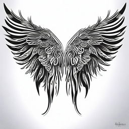 A fresh interpretation of wings in a black and white sharpie drawing