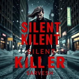 A book cover featuring a man walking through the snowy streets of New York City at night
