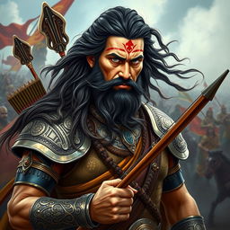 An artistic representation of Bhishma, a prominent warrior from the Indian epic Mahabharata