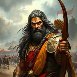 An artistic representation of Bhishma, a prominent warrior from the Indian epic Mahabharata