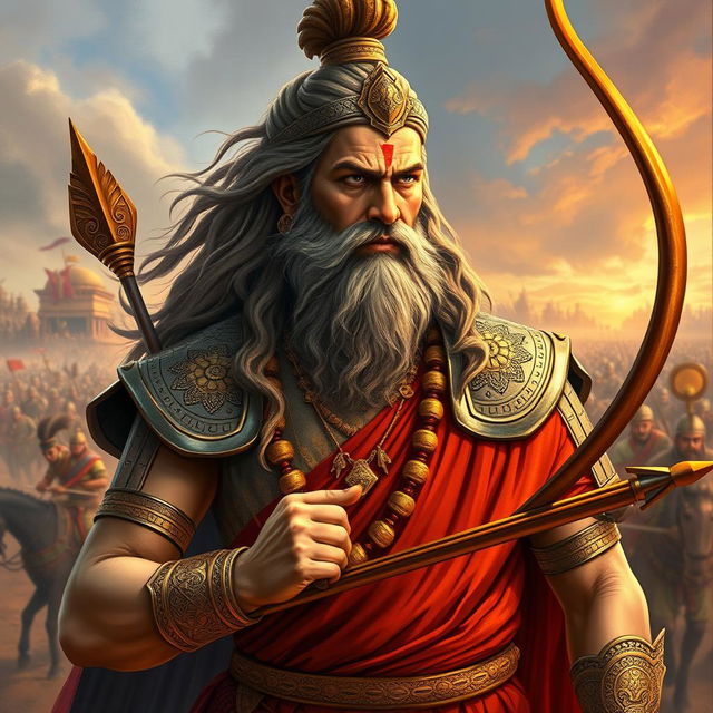 An artistic representation of Bhishma, a prominent warrior from the Indian epic Mahabharata