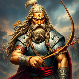 An artistic representation of Bhishma, a prominent warrior from the Indian epic Mahabharata