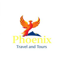 A vibrant and inviting logo design for a travel agency named 'Phoenix Travel and Tours'
