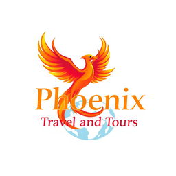A vibrant and inviting logo design for a travel agency named 'Phoenix Travel and Tours'