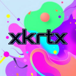A stylish and modern digital artwork featuring the name 'xkrtx' prominently displayed in a bold, futuristic font