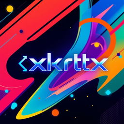 A stylish and modern digital artwork featuring the name 'xkrtx' prominently displayed in a bold, futuristic font