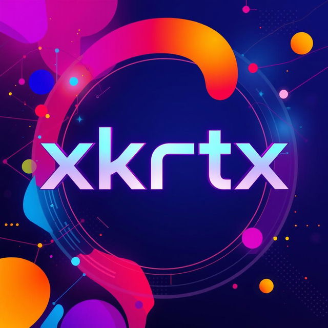 A stylish and modern digital artwork featuring the name 'xkrtx' prominently displayed in a bold, futuristic font