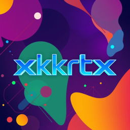 A stylish and modern digital artwork featuring the name 'xkrtx' prominently displayed in a bold, futuristic font