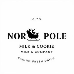 A clean, minimal design for 'NORTH POLE MILK & COOKIE COMPANY'