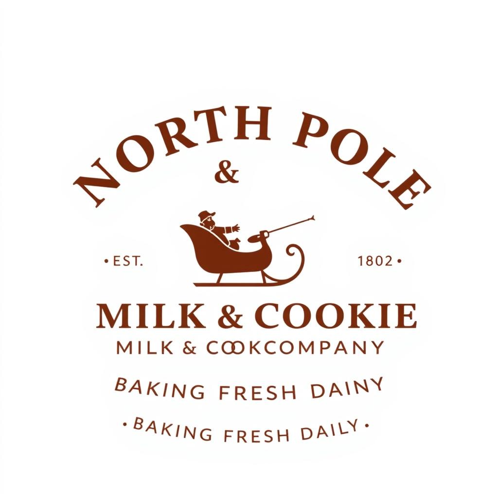 A clean, minimal design for 'NORTH POLE MILK & COOKIE COMPANY'