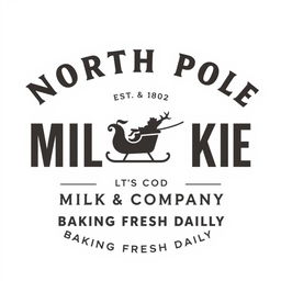 A clean, minimal design for 'NORTH POLE MILK & COOKIE COMPANY'
