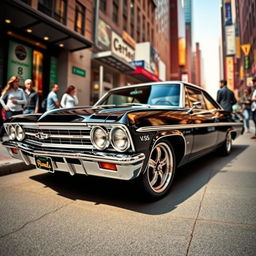 A stunning Chevrolet Impala SS parked in an urban environment, showcasing its sleek design and powerful stance