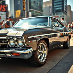 A stunning Chevrolet Impala SS parked in an urban environment, showcasing its sleek design and powerful stance