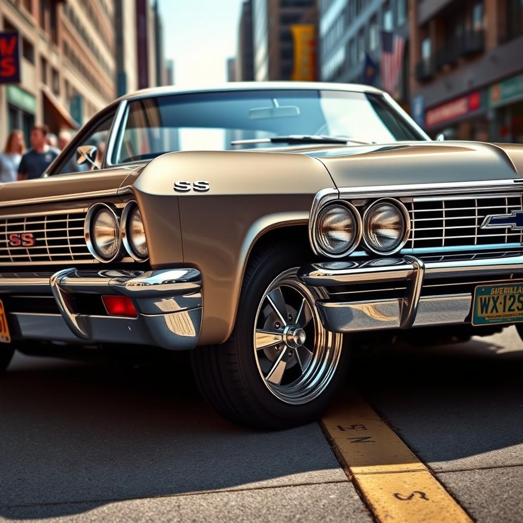 A stunning Chevrolet Impala SS parked in an urban environment, showcasing its sleek design and powerful stance