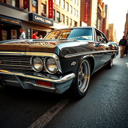 A stunning Chevrolet Impala SS parked in an urban environment, showcasing its sleek design and powerful stance