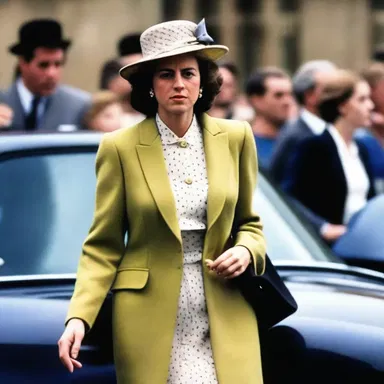 Her anglophilia was evident in her wardrobe, as she often wore tailored suits and classic British brands.