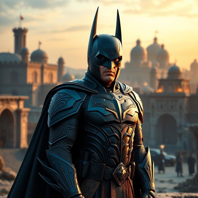 A unique character design combining elements of Batman and Cyrus the Great