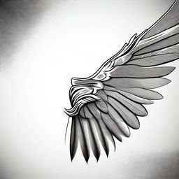 This is a black and white illustration of a pair of wings