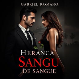 A dark, atmospheric book cover for a mafia romance novel titled 'Herança de Sangue'