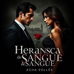 A dark, atmospheric book cover for a mafia romance novel titled 'Herança de Sangue'