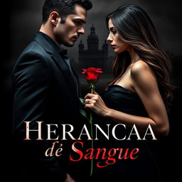 A dark, atmospheric book cover for a mafia romance novel titled 'Herança de Sangue'