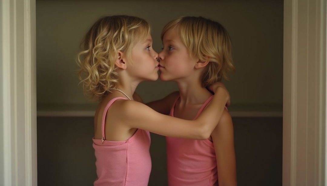 A touching scene featuring two tween girls alone in an empty closet