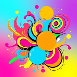 A vibrant and dynamic abstract artwork featuring bold and bright pop colors