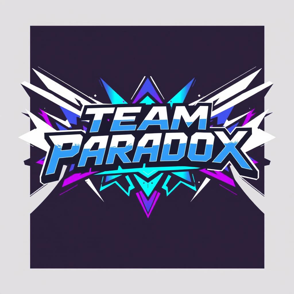 A modern and edgy logo design for a t-shirt, showcasing the name 'Team Paradox' in a bold, dynamic font