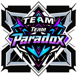 A modern and edgy logo design for a t-shirt, showcasing the name 'Team Paradox' in a bold, dynamic font