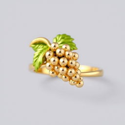 A beautiful women's gold ring featuring a detailed design of a cluster of grapes intricately crafted on the top