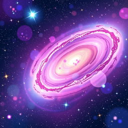 A vibrant and colorful animated GIF depicting a mesmerizing cosmic scene of swirling galaxies, shooting stars, and radiant nebulae