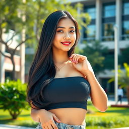 A stunningly beautiful Indonesian university student with large breasts