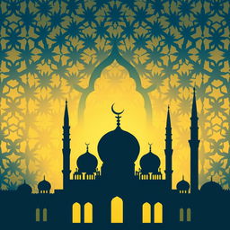 A serene Islamic wallpaper design featuring intricate geometric patterns and vibrant colors