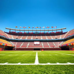 A vivid and dynamic sports scene that captures the essence of a thrilling game taking place in an empty stadium, with a focus on the vibrant atmosphere