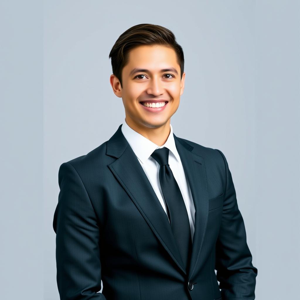 A professional profile picture featuring a confident individual in business attire