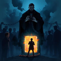 A conceptual illustration depicting the theme of suppression caused by ownership of an image