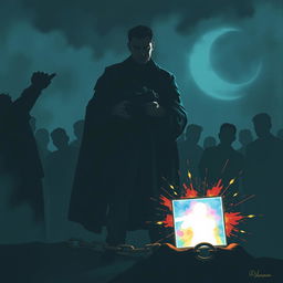 A conceptual illustration depicting the theme of suppression caused by ownership of an image