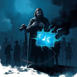 A conceptual illustration depicting the theme of suppression caused by ownership of an image
